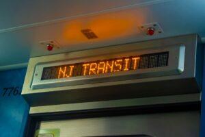 A photo of a digital NJ Transit train display.