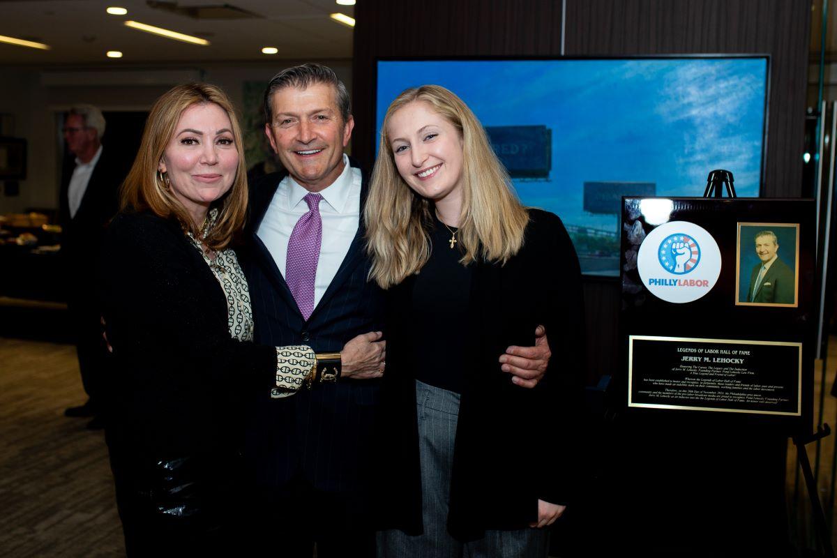 Photograph of Jerry Lehocky with this family the night he was inducted into the Legends of Labor Hall of Fame.