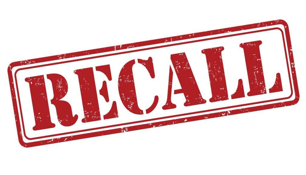 The word "recall" in red and all caps.
